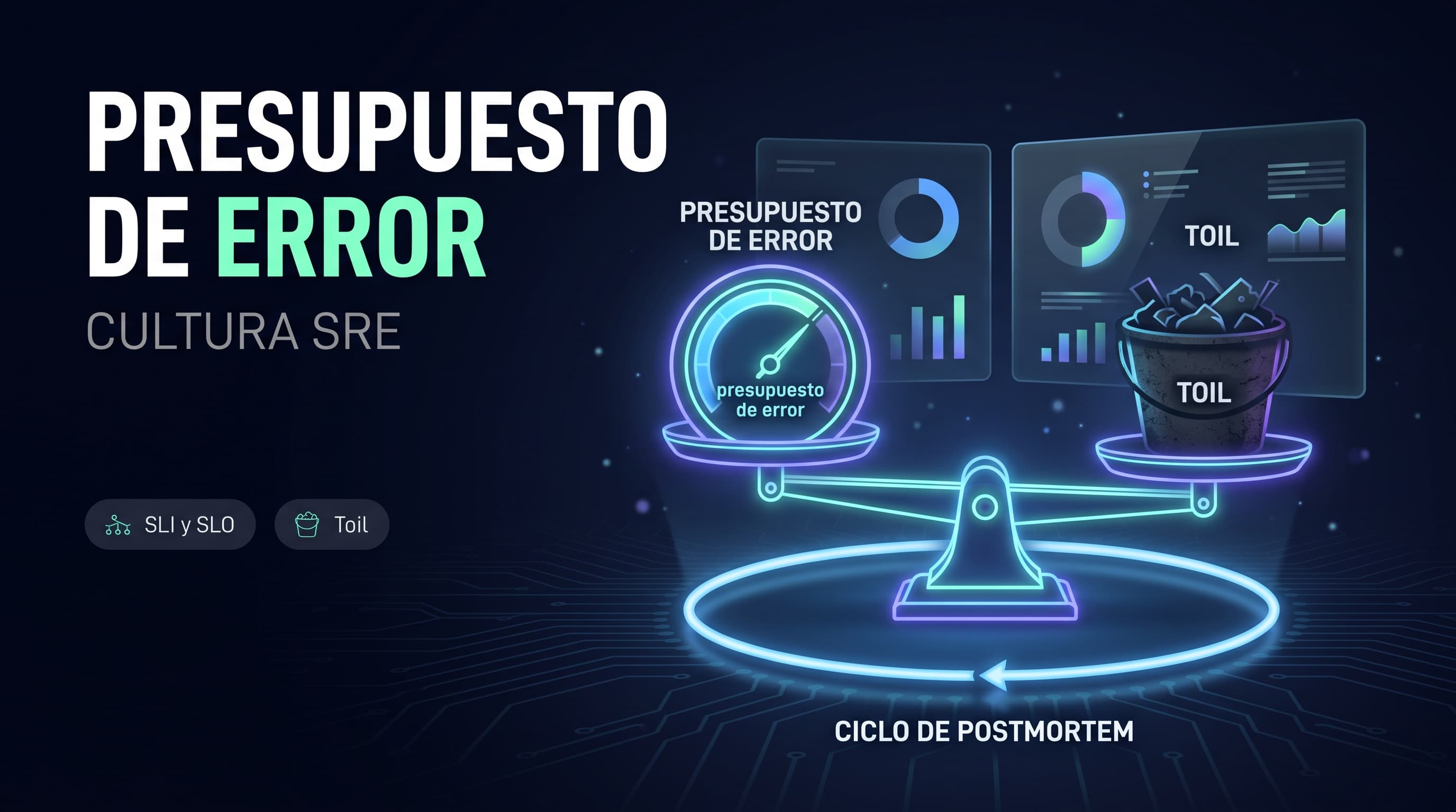 Cultura SRE: presupuestos de error, toil y postmortems sin culpas